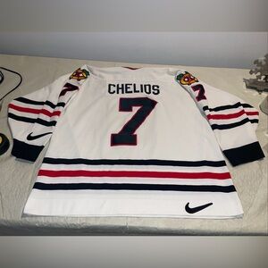 Nike Chris Chelios Chicago Blackhawks Jersey Mens 56 2xl Mic White Clean Sewn